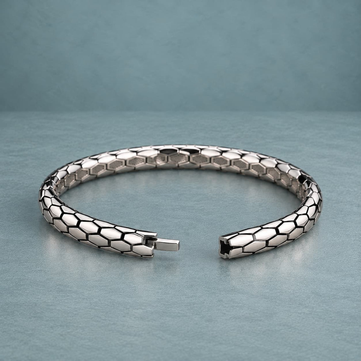 Viper Scale Sterling Silver Men’s Snake Bracelet
