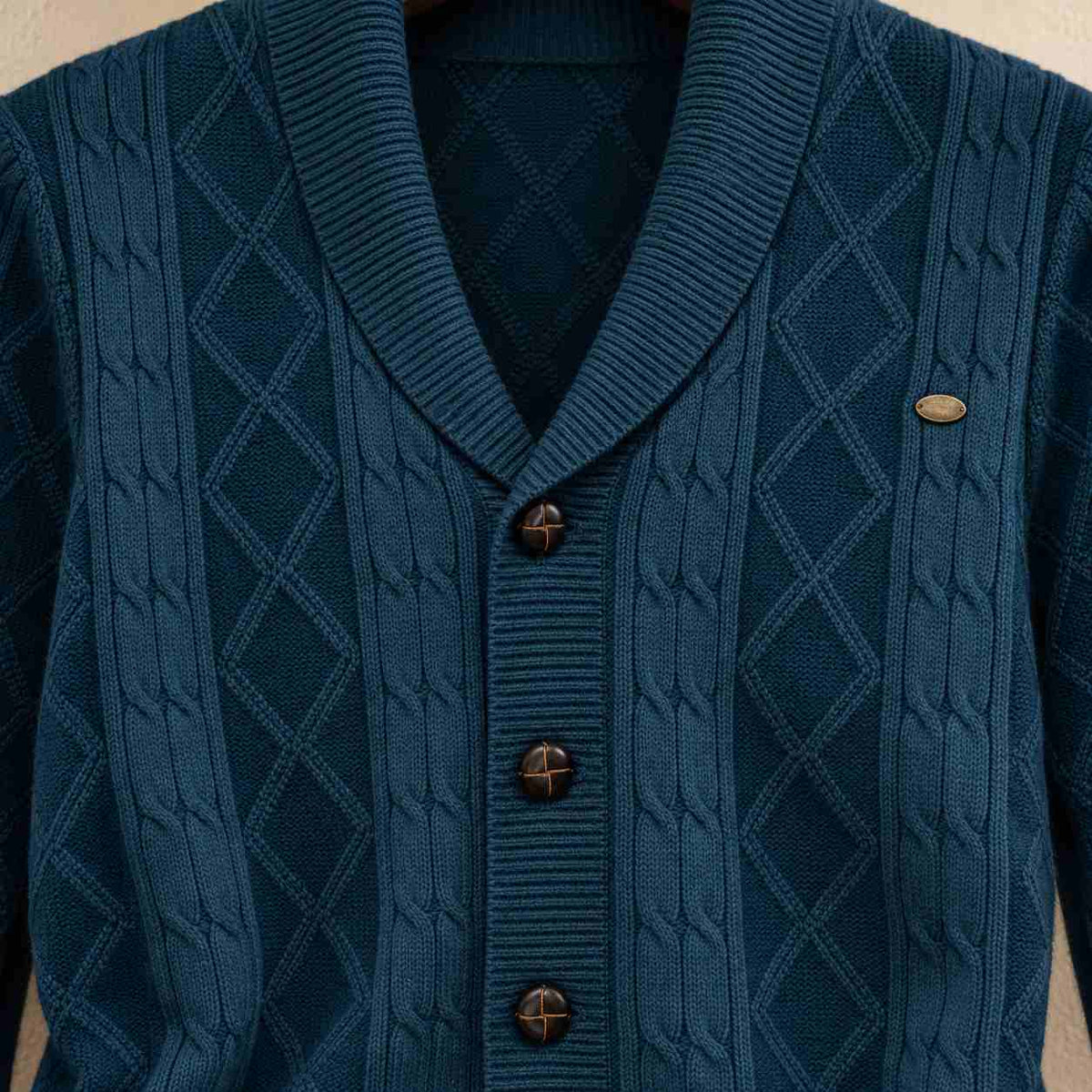 Ashford cable knit shawl collar cardigan, view 15