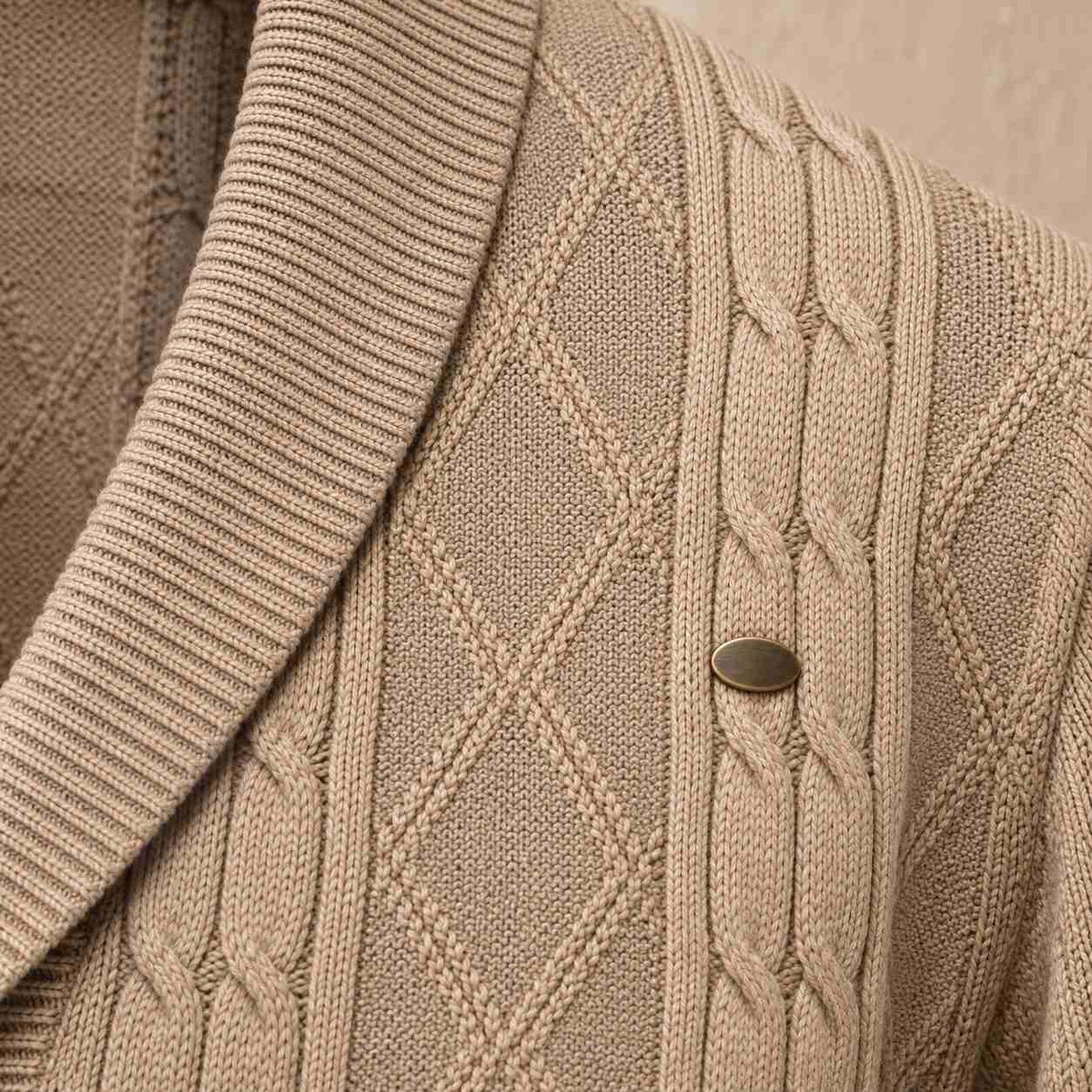Ashford cable knit shawl collar cardigan, view 12