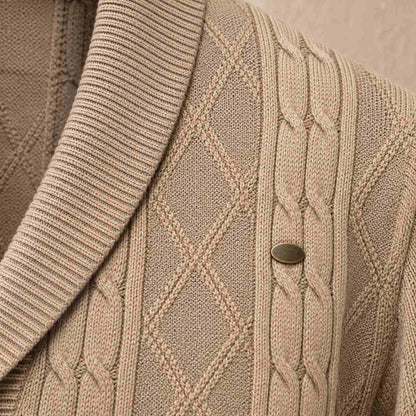 Ashford cable knit shawl collar cardigan, view 12