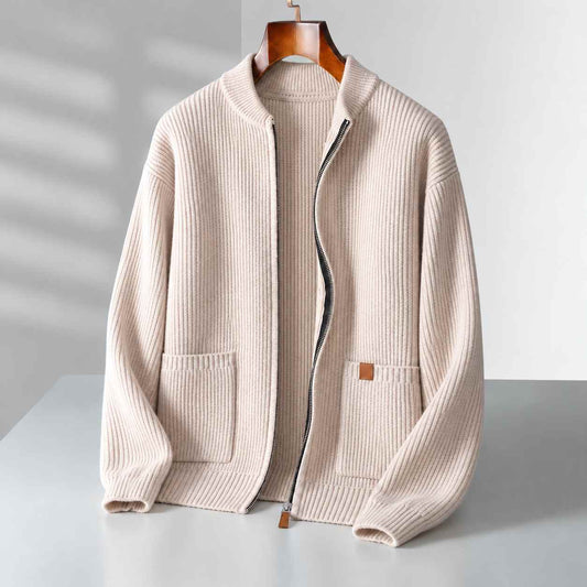 Lorenzo ribbed knit zip jacket