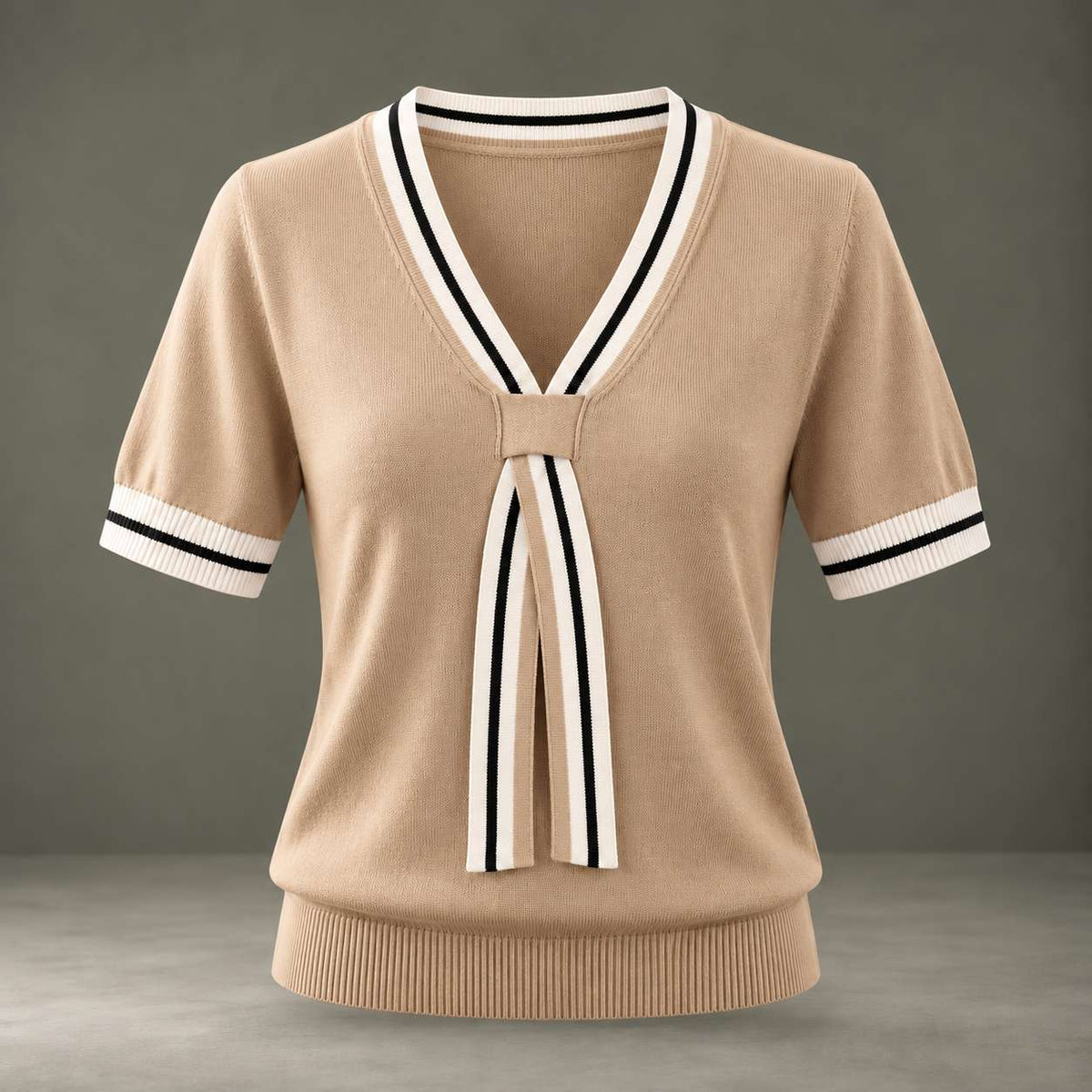 Celeste Contrast-Trim Knit Top
