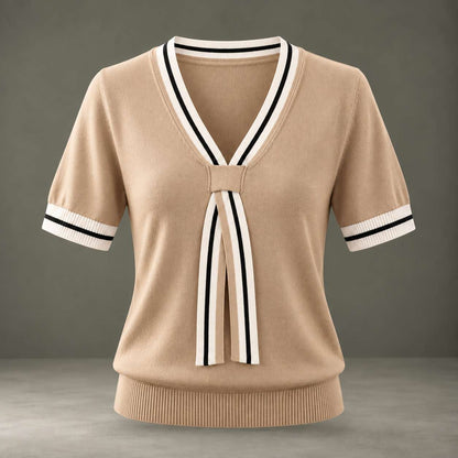 Celeste Contrast-Trim Knit Top