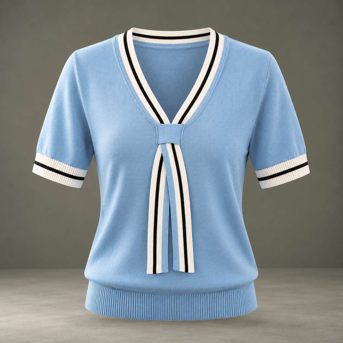 Celeste Contrast-Trim Knit Top