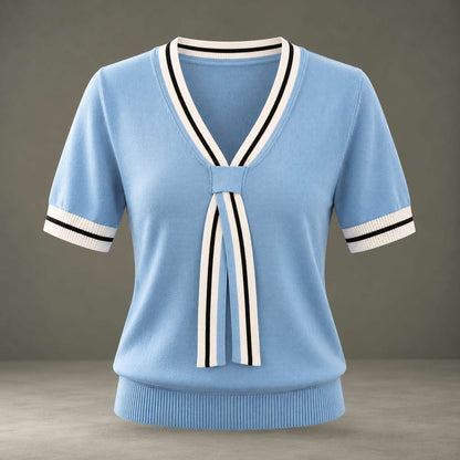 Celeste Contrast-Trim Knit Top
