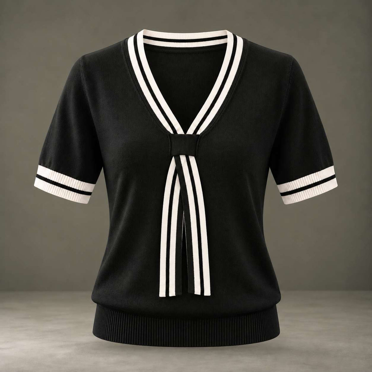 Celeste Contrast-Trim Knit Top