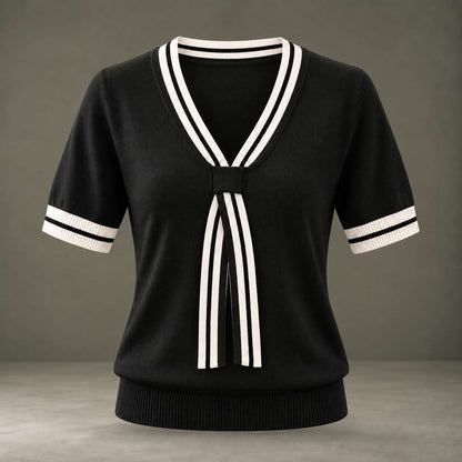 Celeste Contrast-Trim Knit Top