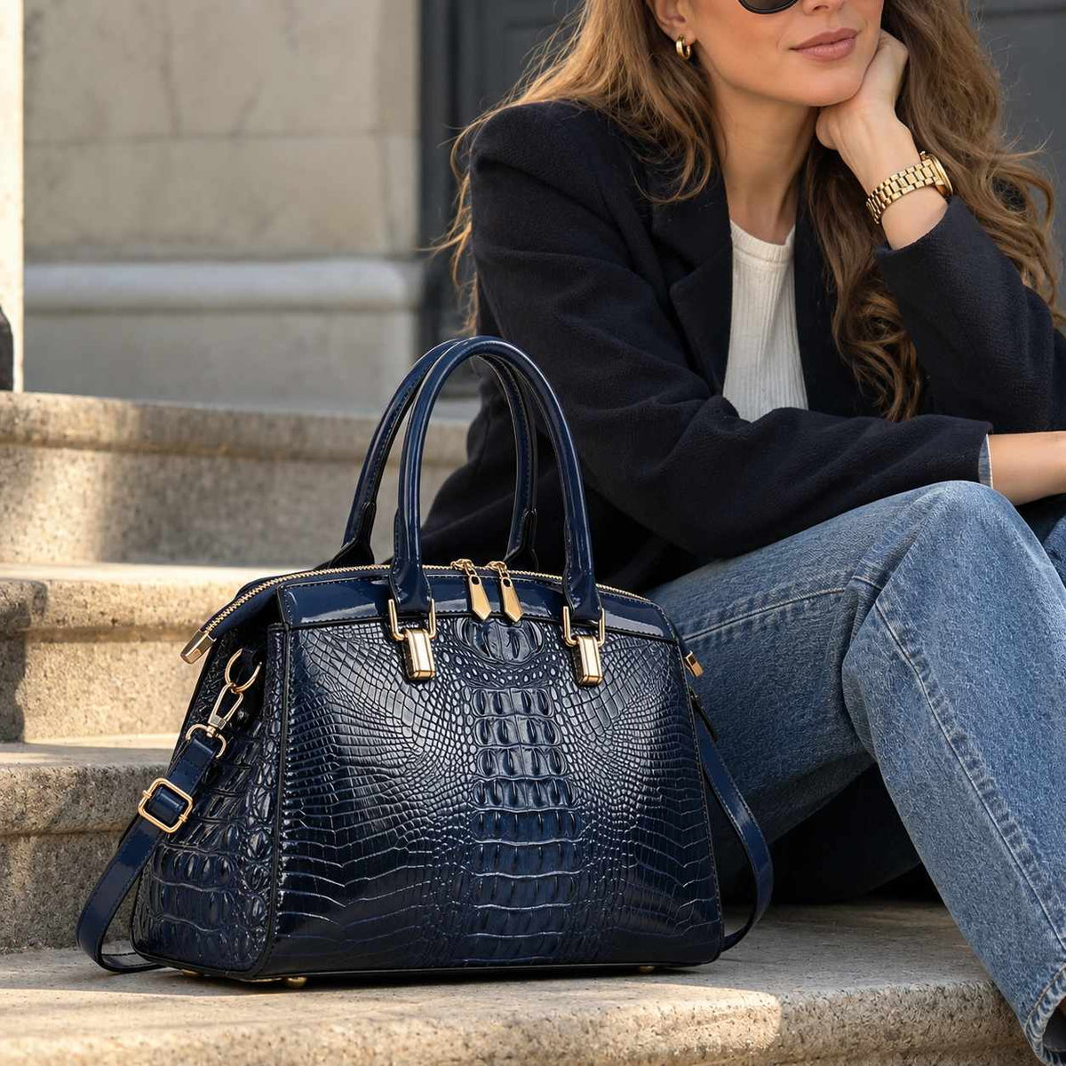 Vittoria Croc-Embossed Handbag
