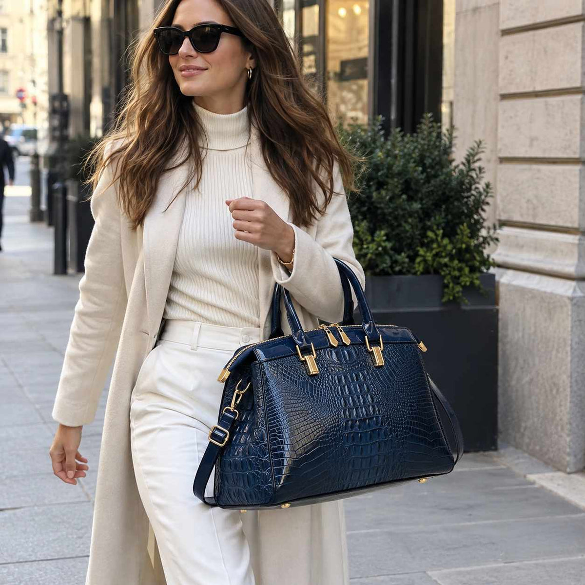Vittoria Croc-Embossed Handbag