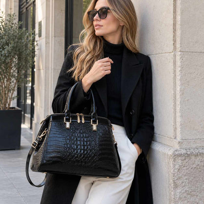 Vittoria Croc-Embossed Handbag