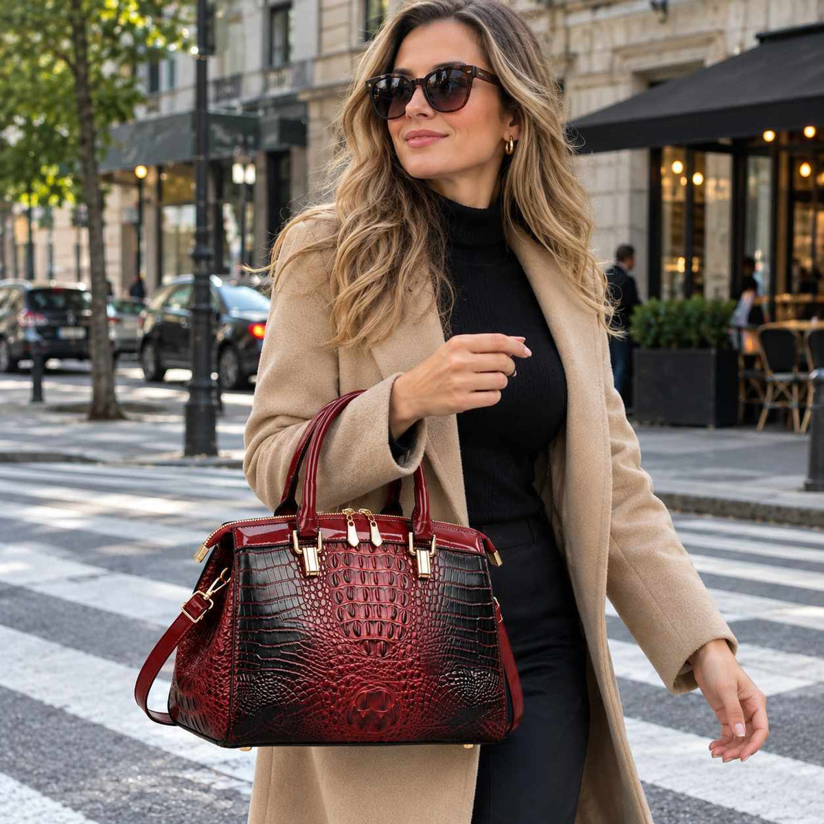 Vittoria Croc-Embossed Handbag