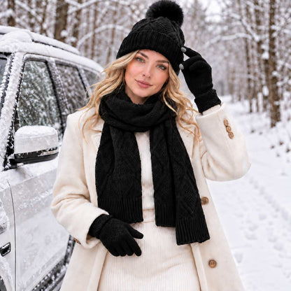Elara | Women’s Cable Knit Winter Set